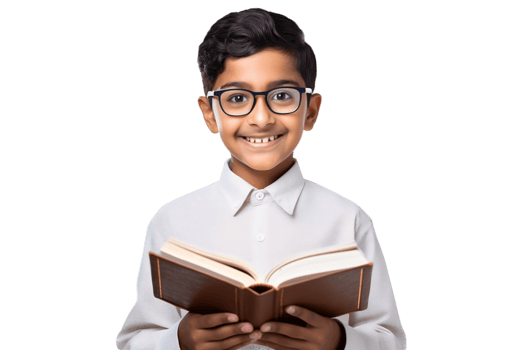 AI generated An Indian Student Wearing Glasses and Holding a Book on Transparent Background. AI png