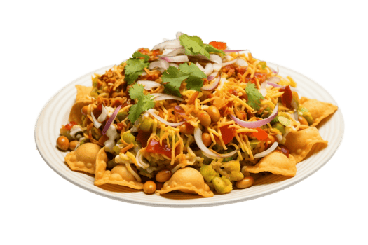 AI generated Bhel Puri on Plate on Transparent Background. AI png