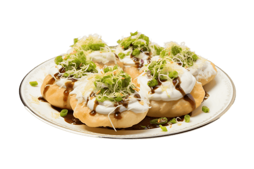 AI generated Dahi Puri on Plate Transparent Background. AI png