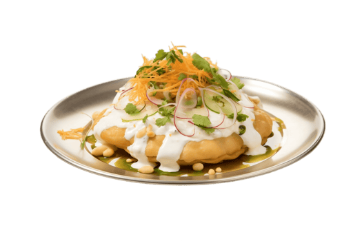 AI generated Dahi Puri on Plate Transparent Background. AI png