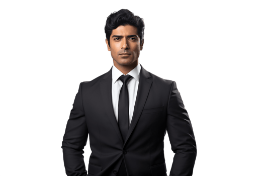 AI generated Confident Indian Man in a Formal Suit on Transparent Background. AI png