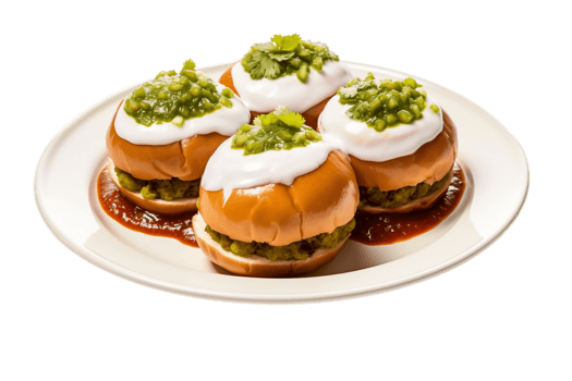 AI generated Vada Pav on Plate on Transparent Background. AI png