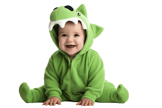 AI generated Baby Boy in a Dinosaur Costume on Transparent Background. png
