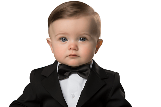 AI generated Baby Boy in a Traditional Tuxedo on Transparent Background. AI png
