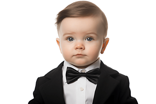 AI generated Baby Boy in a Traditional Tuxedo on Transparent Background. AI png