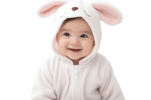 AI generated Baby Girl Wearing a Cute Bunny Onesie on Transparent Background. AI png