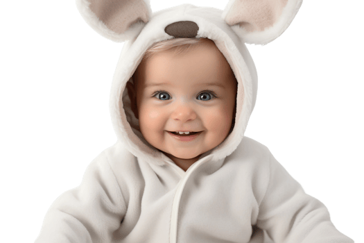 AI generated Baby Girl Wearing a Cute Bunny Onesie on Transparent Background. AI png