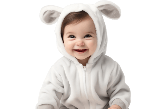 AI generated Baby Girl Wearing a Cute Bunny Onesie on Transparent Background. AI png