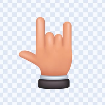 Hands with pinky forefinger and thumbs up movements metal band style movement. 3d hand vector