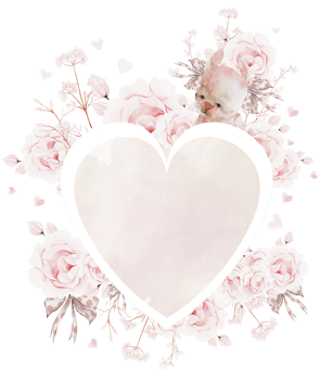 Watercolor pink  heart with roses and blooming flowers png