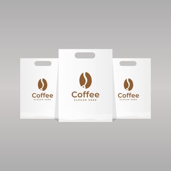 Empty coffee bag packaging mockup set with ribbon clip can be used for promotional design vector