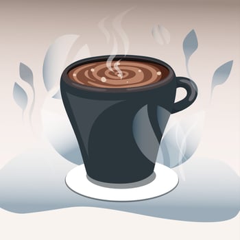 Cup of coffee or hot chocolate, cartoon illustration. Hot chocolate to have breakfast, cappuccino and espresso for morning drink, mug with hot beverage vector