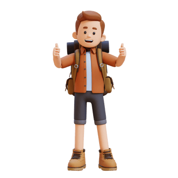 3D Traveller Character Giving Thumbs Up Pose png