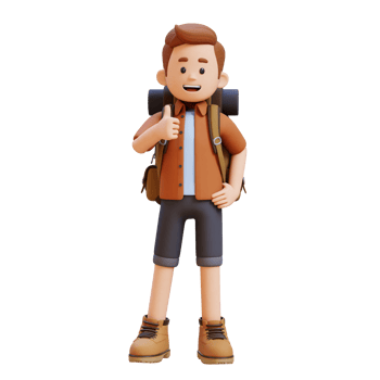 3D Traveller Character Giving Thumbs Up Pose png