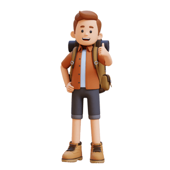 3D Traveller Character Giving Thumbs Up Pose png