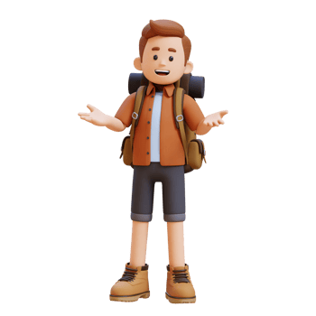 3D Traveller Character Communication Pose png