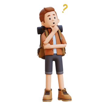 3D Traveller Character Confused and Thinking Pose png