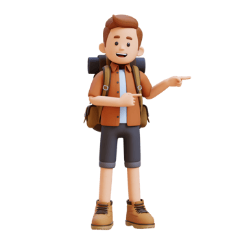 3D Traveller Character Pointing to the Left Pose png