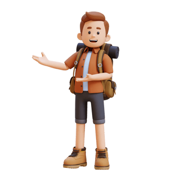 3D Traveller Character Presenting to the Right Pose png