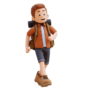 3D Traveller Character Walking with Confident png