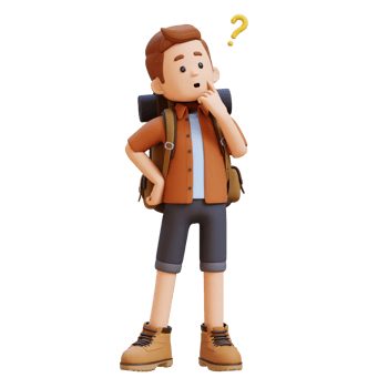 3D Traveller Character Confused and Thinking Pose png