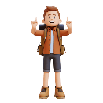 3D Traveller Character Pointing Upward png