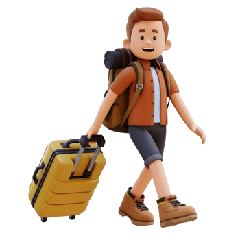 3D Traveller Character Walking and Pull Suitcase png