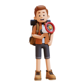 3D Traveller Character Holding Megaphone png