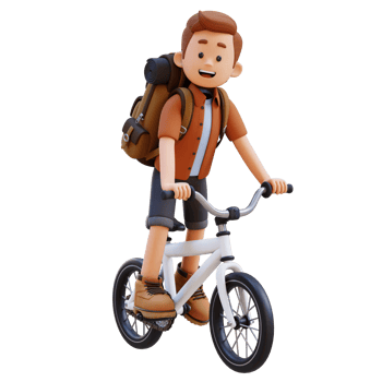 3D Traveller Character Riding Bicycle png