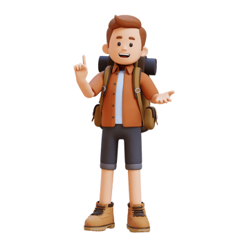 3D Traveller Character Explaining Pose png