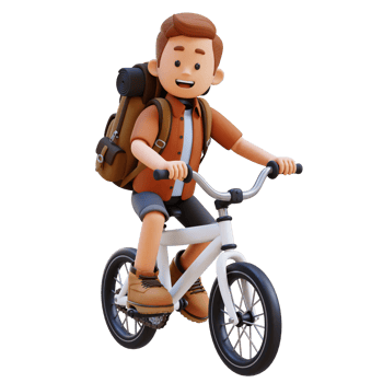 3D Traveller Character Riding Bicycle png