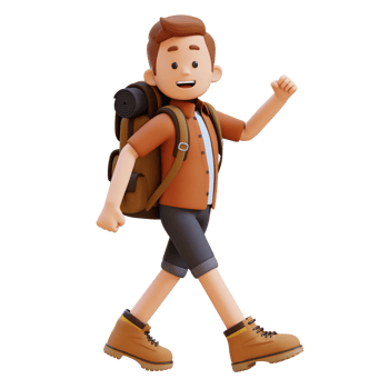 3D Traveller Character Walking with Confident png