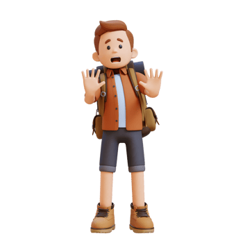 3D Traveller Character Fear and Denial Poses png