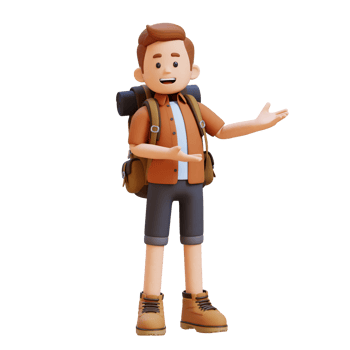3D Traveller Character Presenting to the Left Pose png