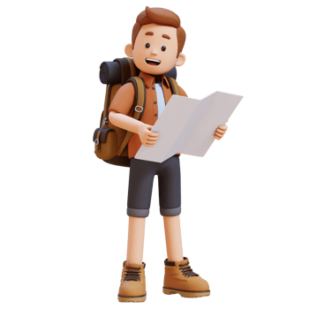 3D Traveller Character Standing and Holding Map png