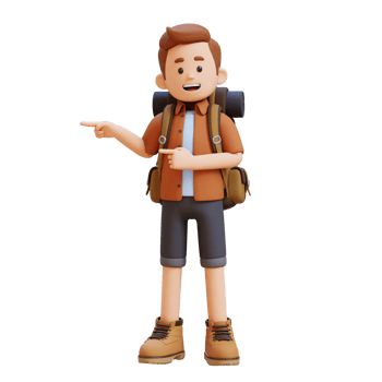3D Traveller Character Pointing to the Right Pose png