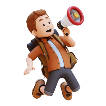 3D Traveller Character Holding Megaphone png