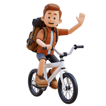 3D Traveller Character Riding Bicycle png