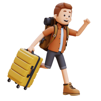 3D Traveller Character Running with Suitcase png