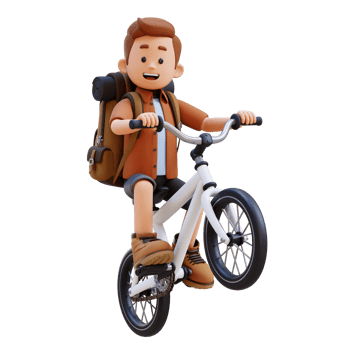 3D Traveller Character Riding Bicycle png