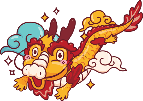 Dragon of new year 2024 elements png