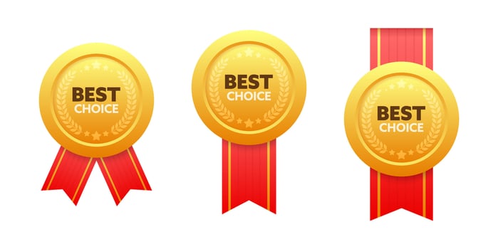 Gold medal for Best Choice. Retail badge. Best Choice tag. Vector stock illustration