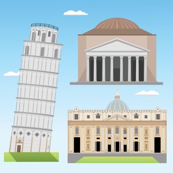 Italy roman historical landmark vector