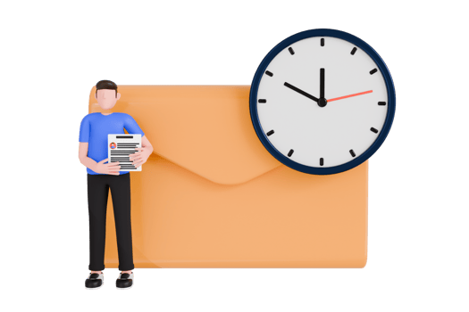 Sending CV 3D Illustration. Man sending resume on mail 3D Illustration png
