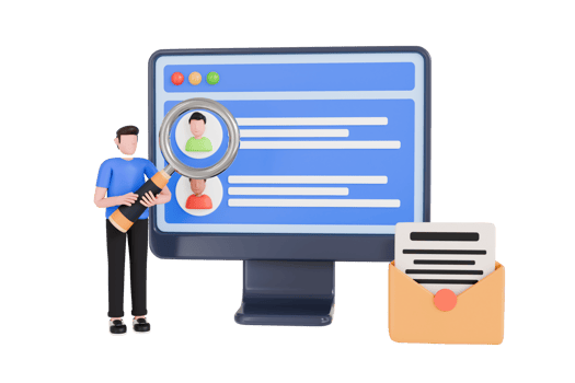 online recruitment 3d illustration. Job hiring and online recruitment concept png