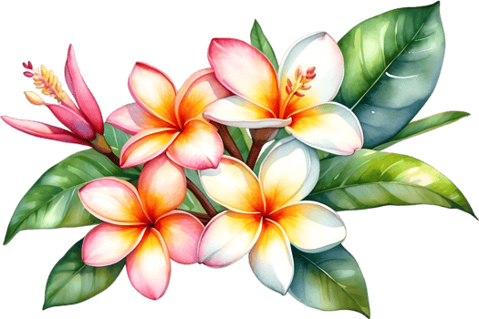 AI generated Watercolor painting of Plumeria flower. Ai-Generated png