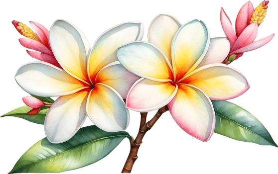 AI generated Watercolor painting of Plumeria flower. Ai-Generated png