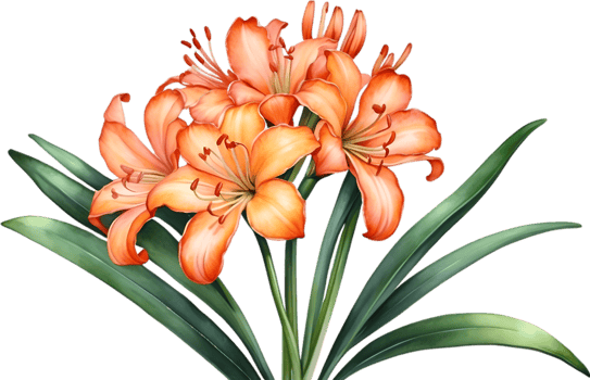 AI generated Watercolor painting of Clivia miniata flower. Ai-Generated png