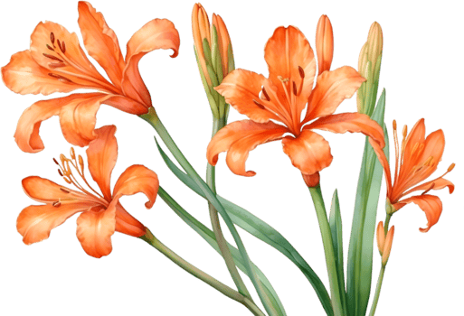 AI generated Watercolor painting of Clivia miniata flower. Ai-Generated png