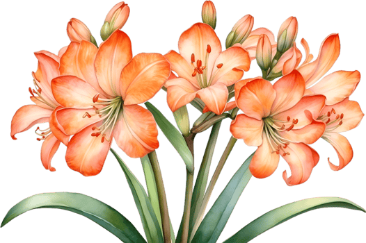 AI generated Watercolor painting of Clivia miniata flower. Ai-Generated png